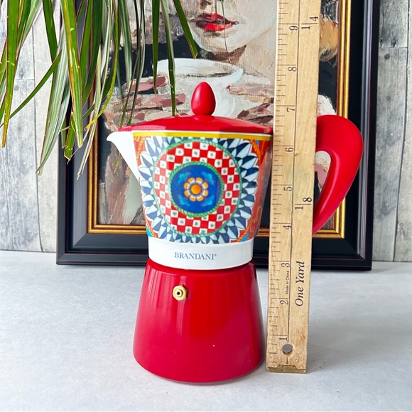 🌴Vibrant Brandini Italian Red Hot Stovetop Moka |Espresso| Coffee Maker - 6Cup